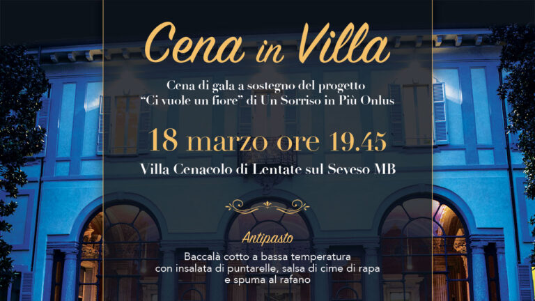 Copertina volantino "Cena in villa" di Un Sorriso in Più