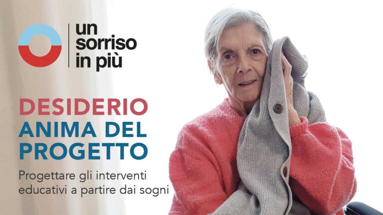 Copertina volantino corso "Desiderio, anima del progetto" di Un Sorriso in Più