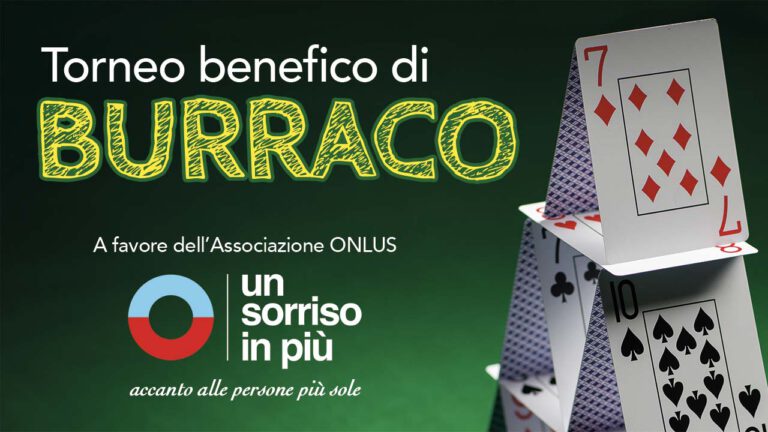 Copertina volantino "Torneo benefico di burraco" di Un Sorriso in Più